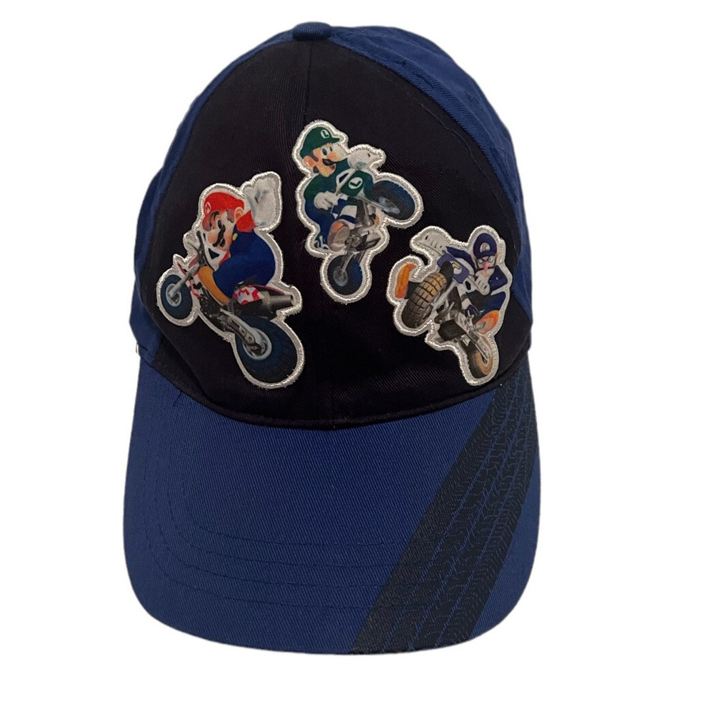 Super Mario Brothers Hat Kart Wii Adjustable Cap Youth Blue OSFM